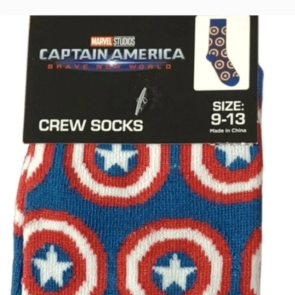 Captain America Marvel Crew Socks Sheild Business Casual School Fun Fan